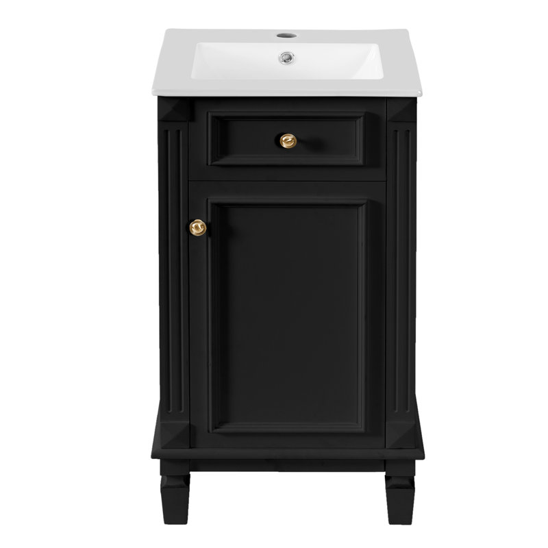 Meuble-lavabo 18 po avec lavabo en céramique, Noir, noir, noir, noir
