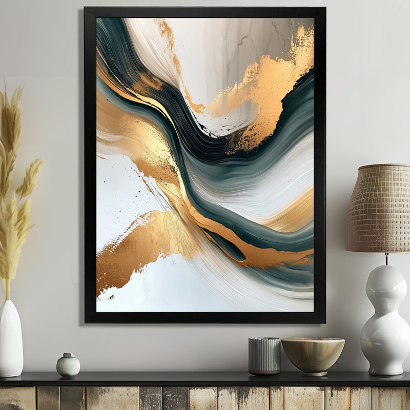 Oniel - art mural abstrait sur toile, Noir, Reproduction encadrée d'une seule photo, H 20 po x l 12 po