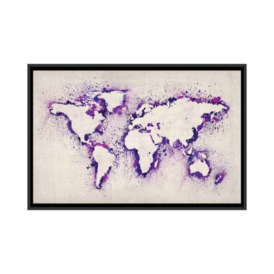 'Map Splashes Painting Print on Canvas in Purple