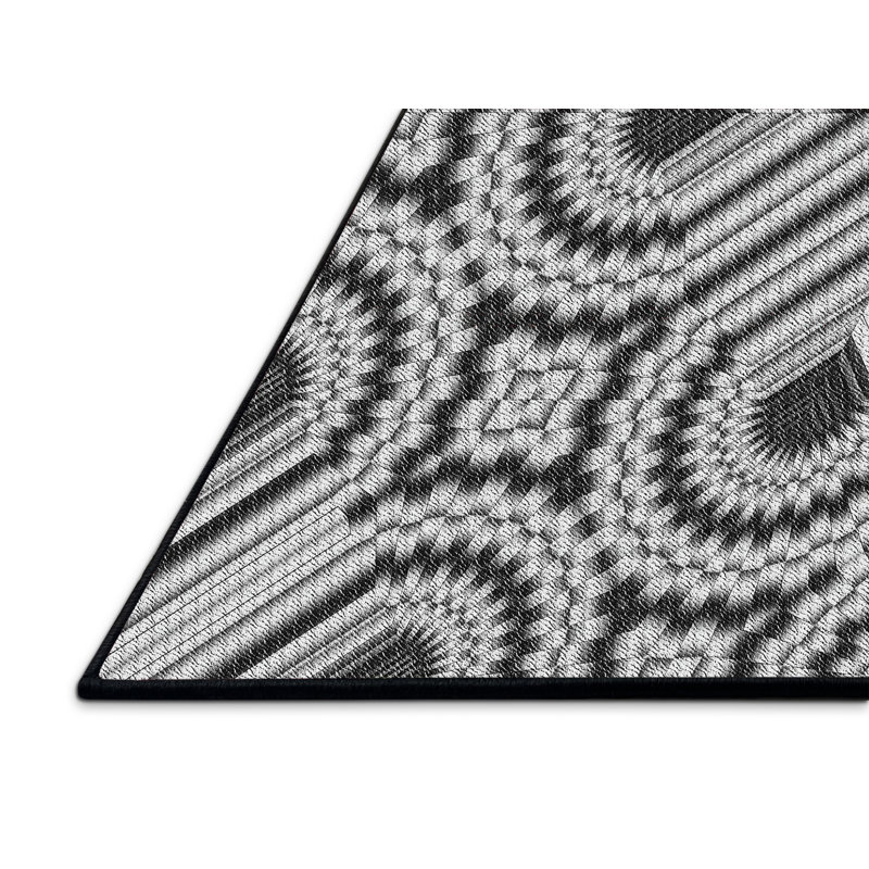 Tapis tissé à la machine noir / gris, Rectangle 5 pi x 7 pi