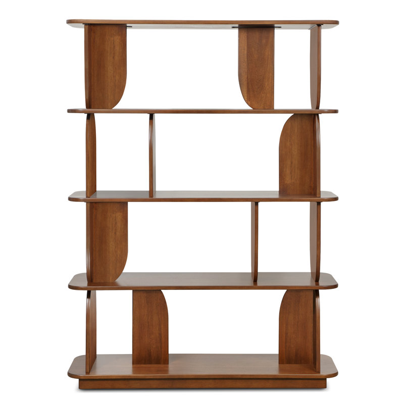 Padua 62" Sculptural 4-Tier Wood Bookshelf, Walnut