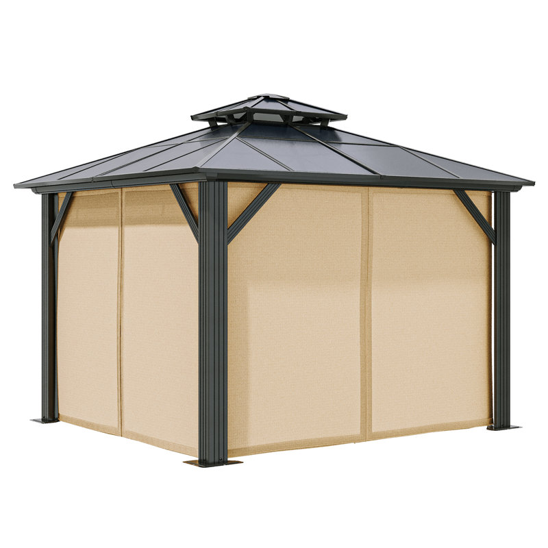 Double Roof With Aluminum Frame Patio Gazebo, 12ft W x 12ft D