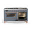 Cuisinière ILVE Majestic II Series 60 pouces à double combustible avec 9 brûleurs, plaque de cuisson (porte en verre, propane liquide)-996079016-996079037
