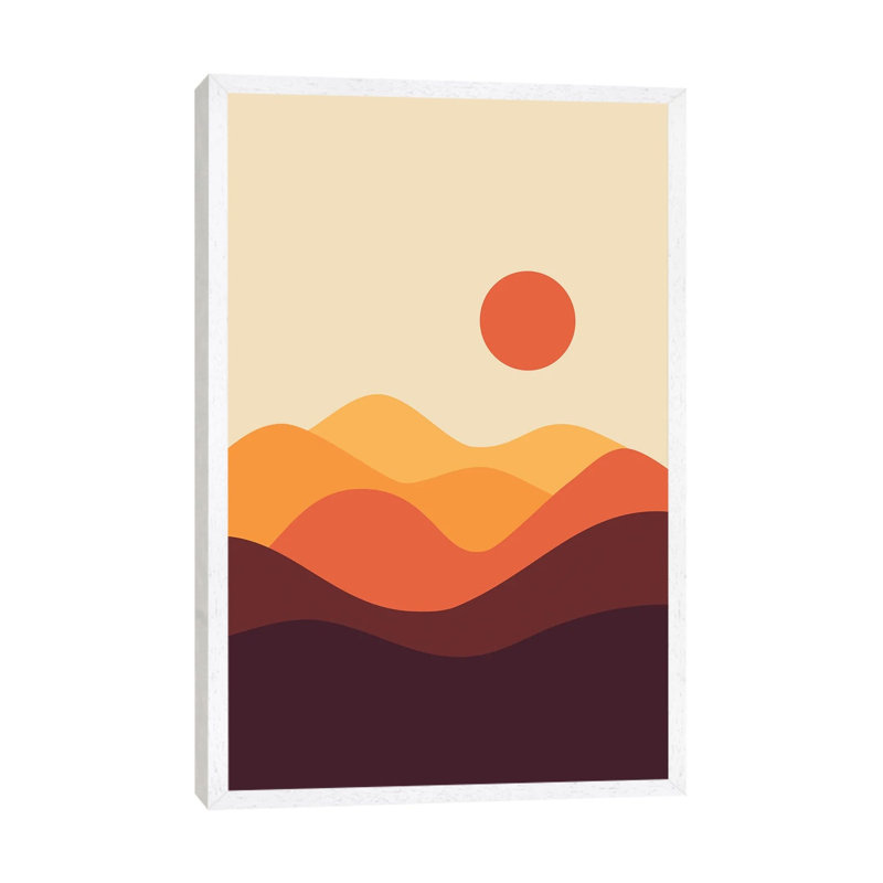 Geometric Landscape XXI - Print on Canvas, White Framed, 152.5 cm H x 101.5 cm W