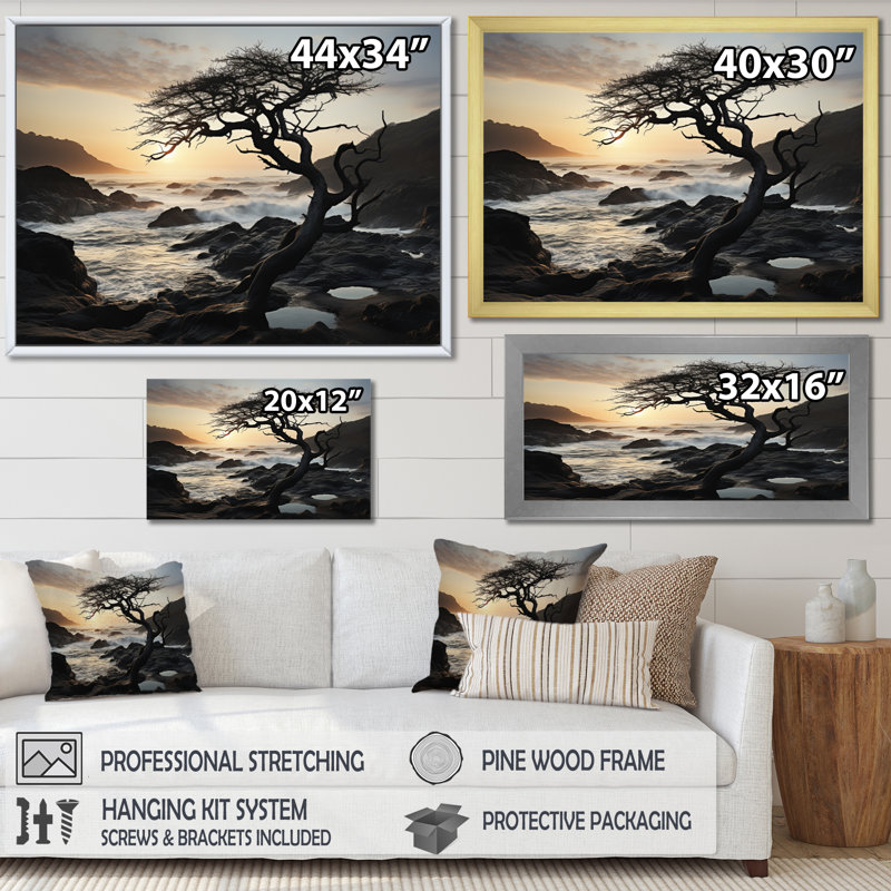 Harmonie de photos de plage, Cadre doré à une seule photo, H 12 po x l 20 po x P 1 po