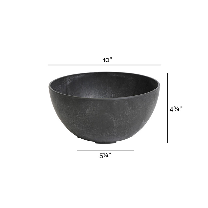 Pollyanna Pot Planter, 4.75" H x 10" W x 10" D, Black