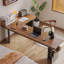 Bureau en L en bois massif avec base en métal-1704979491