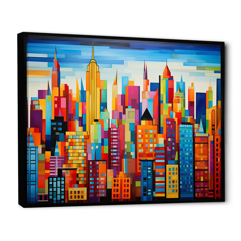 Pop Art New York In Color II - Pop Art, art mural, H 34 po x l 44 po x P 1,5 po, Cadre flottant noir
