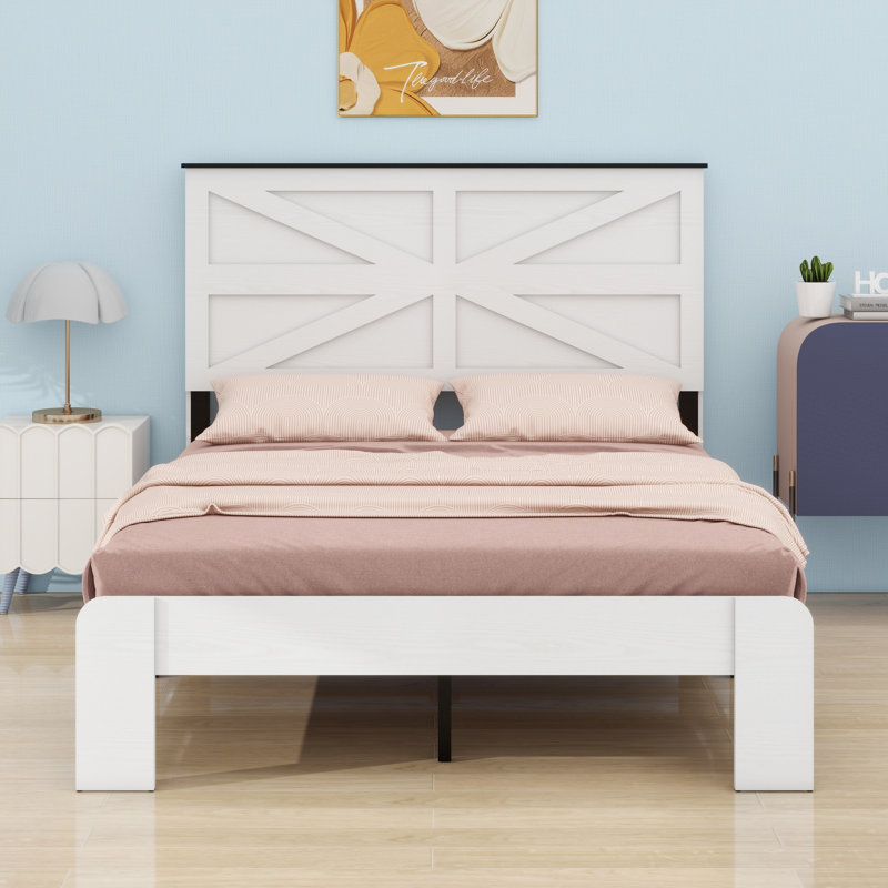Base de lit plateforme en bois, Lit double