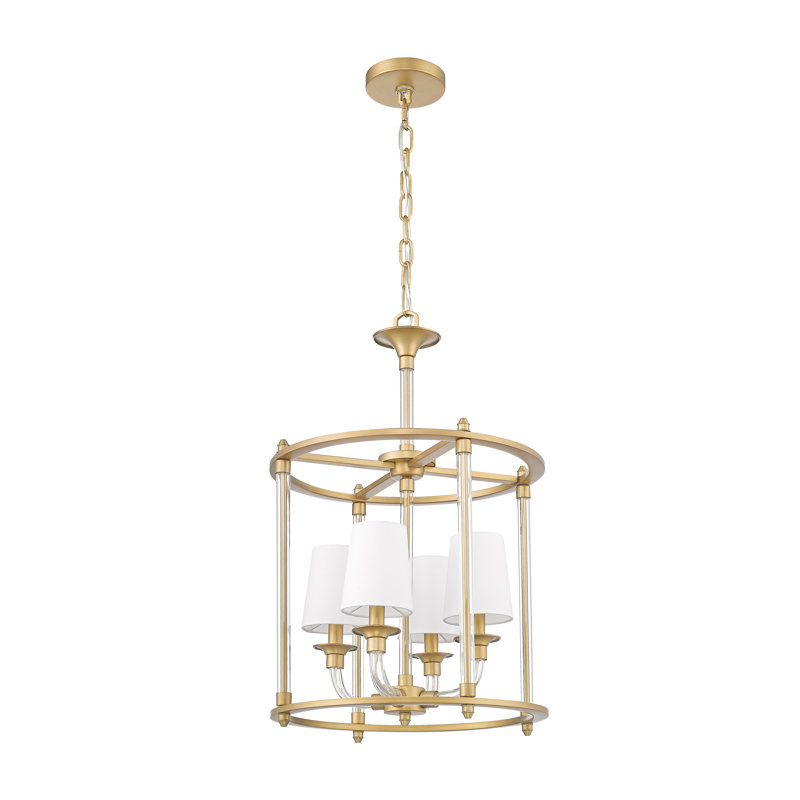 Lustre 4 lumières en laiton frotté Ain, Laiton