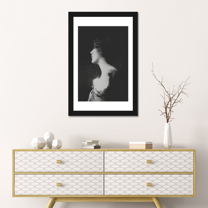 «Inner», impression sur toile, Papier avec cadre noir, Blanc, H 32 po x l 24 po x P 1 po