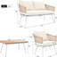4 meubles de patio avec table et tissu en bois beige