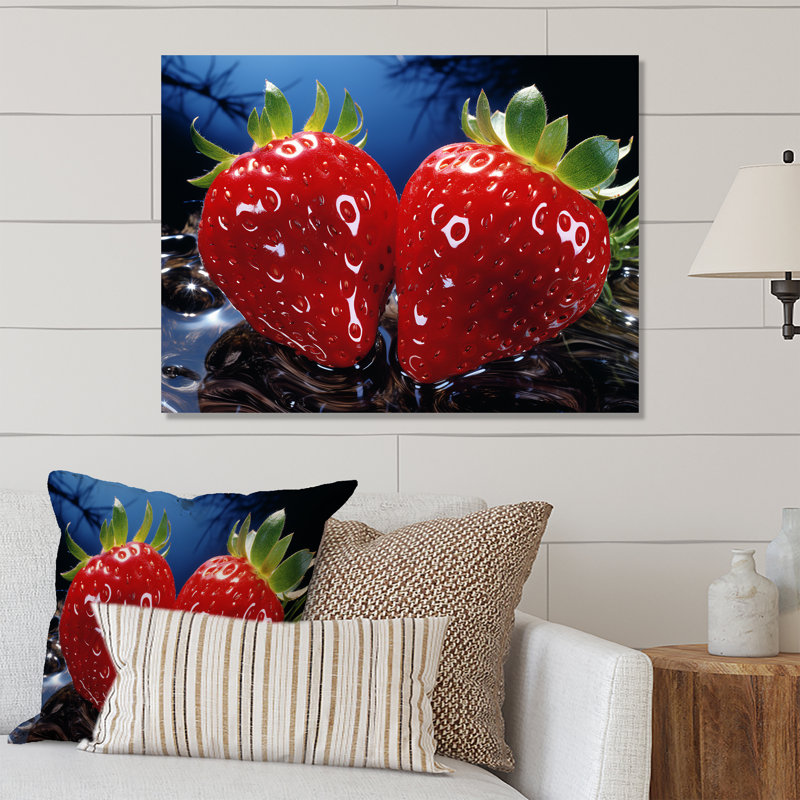 Romantiques rubis, fraise et sonate IV - fruits, art mural en métal, H 12 po x l 20 po x P 1 po