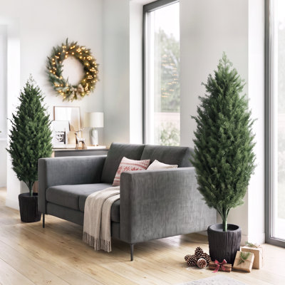 Ensemble de 2 arbres de Noël artificiels 4 pi avec 2 branches en PE et pot, vert