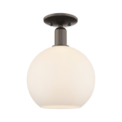 Arcadia - Chippenham - 1 Light 10" Semi-Flush Mount - Oil Rubbed Bronze Finish - Matte White Shade