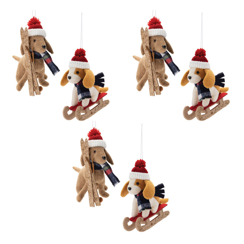Ornement en peluche pour chien de traîneau (ensemble de 6)