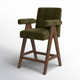 Brittnie 25.5" Full Back Walnut Wood Upholstered Counter Stool With Arms
