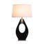 Pearson Table Lamp - Ebony Wood, Weathered Brass, White Cotton-Linen Shade