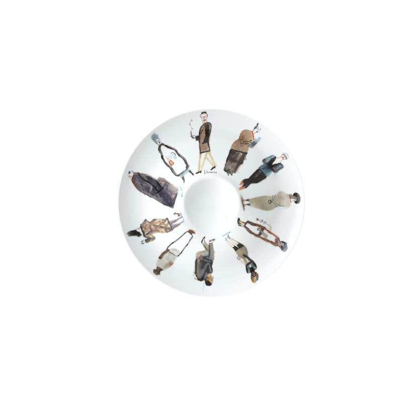 2I - Assiette décorative contemporaine en porcelaine blanche / brune Ilustradores International