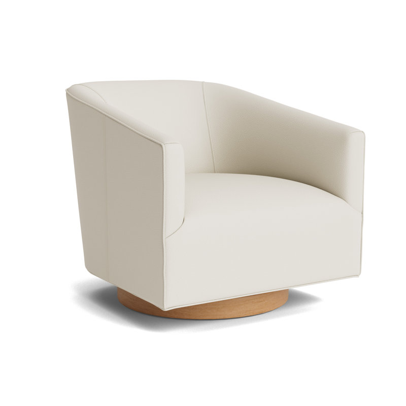 Cooper Full Swivel Leather Chair, Natural, Greenwich Performance Leather - Cream