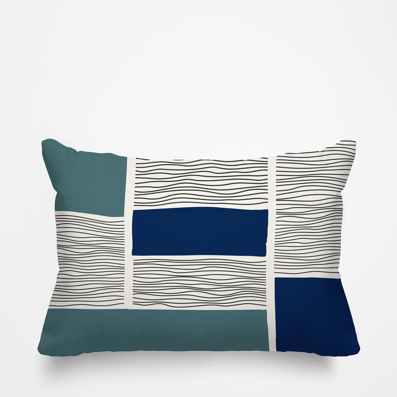 Coussin intérieur / extérieur Rapu, Turquoise / bleu marine