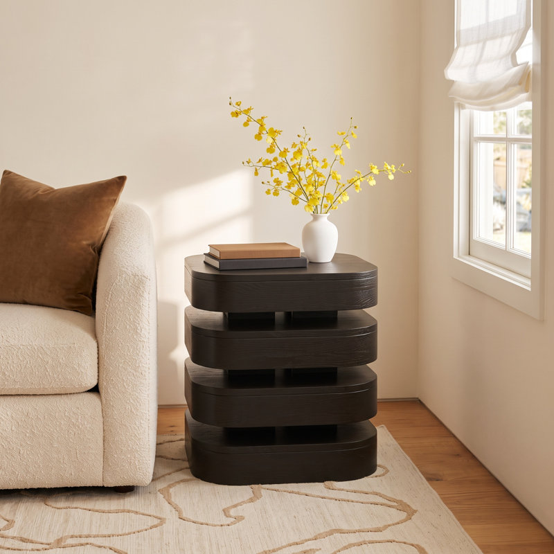 Bowmin Top End Table with Storage, Espresso Wood