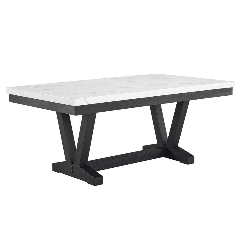 Table de salle à manger à tréteaux Ceyhan, 30.3"H x 72"L x 42"W, Blanc