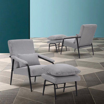 Doroty Modern Accent Chair with Ottoman, Mid-Century Lounge Soft Fabric Seats Club Armchairs