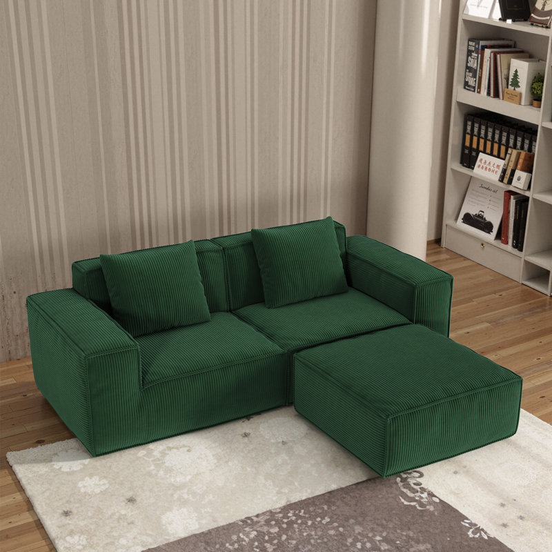 Canapé modulaire modulaire à conversion libre, 3, Vert, H 39,37 po x l 86,6 po x P 28,39 po