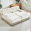 Velours beige à 2 places avec jupe à pampille, doux et chaud, base en bois, tissu confortable, design pour la maison