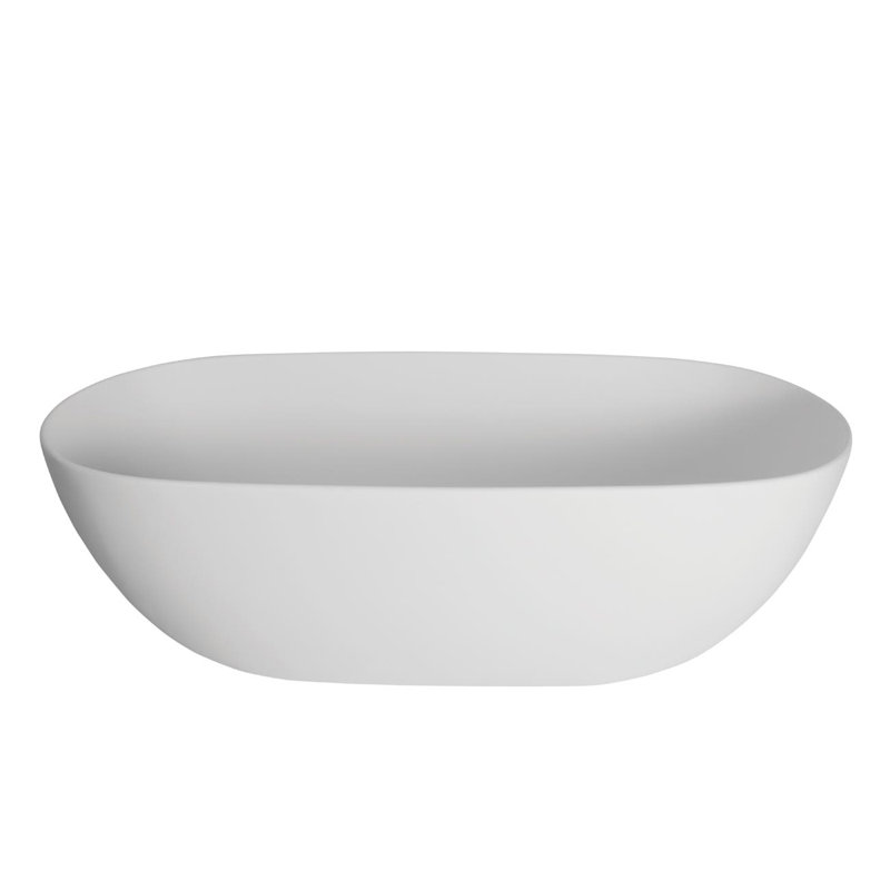 Baignoire de trempage autoportante en résine de 65 po x 32 po Irelia, Blanc mat