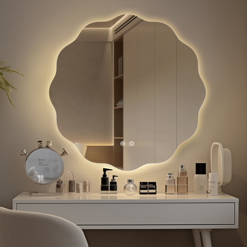 LED Bathroom Round Mirror with Light – Anti-Fog and Adjustable Color Lighting, 32" H x 32" W x 1" D