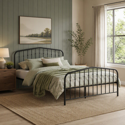 Vintage Victorian Arc Metal Platform Bed Frame Full Size Fully Slated No Bunkie Board Needed