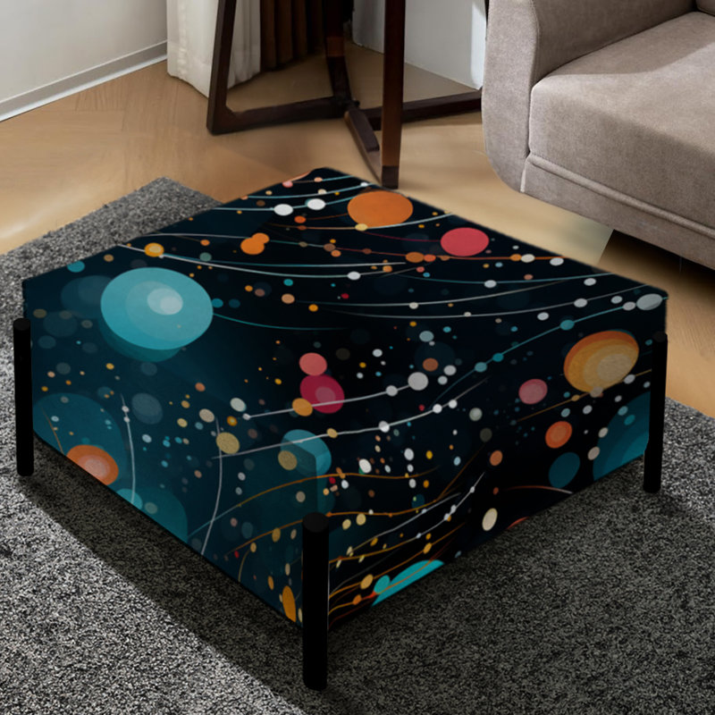 Celestial Allure Polka Dots Pattern - Polka Dots Large Square Ottoman