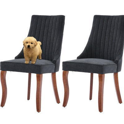 Ensemble de 2 chaises de salle à manger rembourrées en lin Modern Simplicity