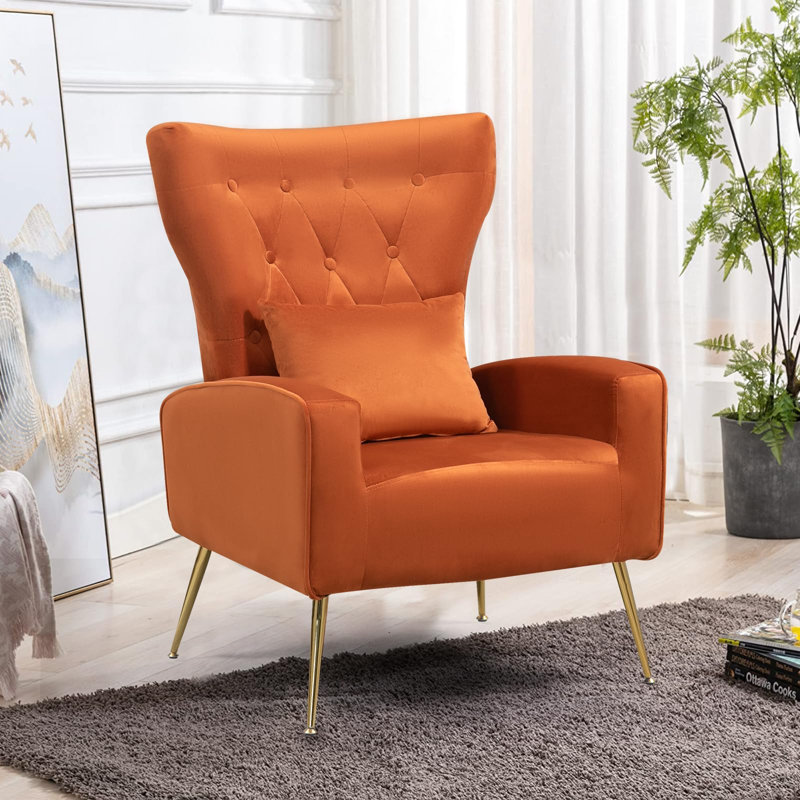 Ireal Velvet Armchair, Orange