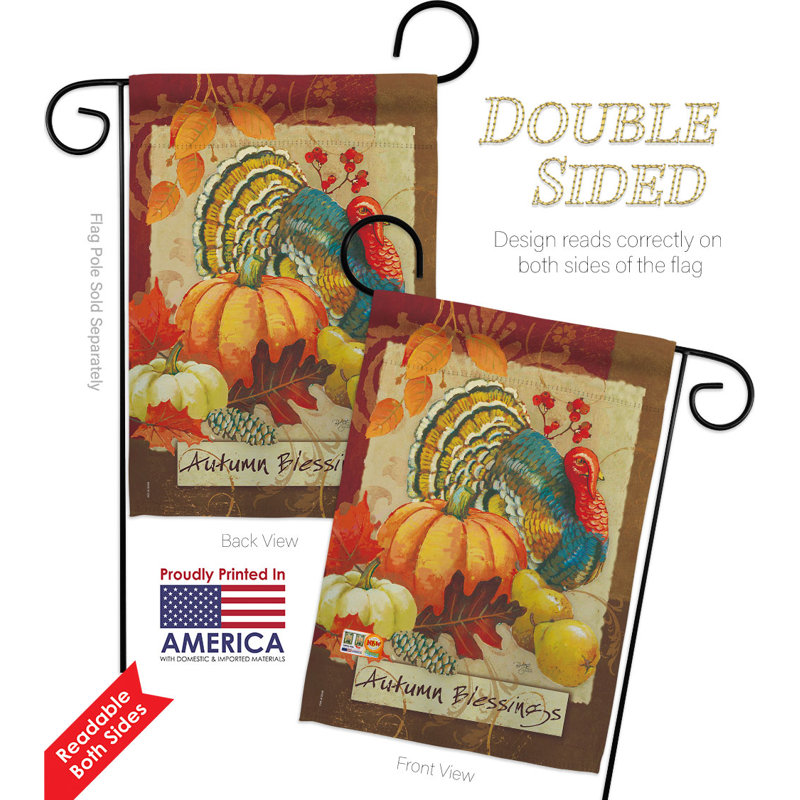 Drapeau de jardin en polyester 18,5 x 13 po Autumn Blessings