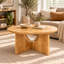 Table basse ronde 32,3 po, table basse Mid-Century, finition chêne, pieds en bois massif uniques