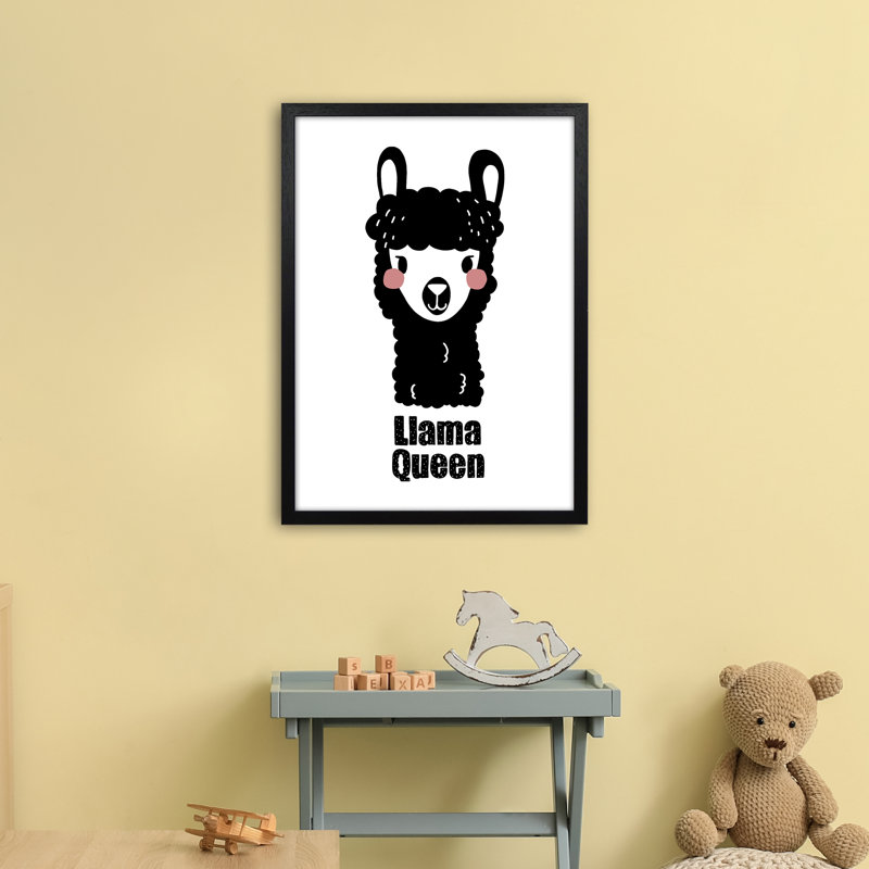 Llama by Miniofmine - Print, Brown Framed, 63cm H x 46cm W x 3cm D