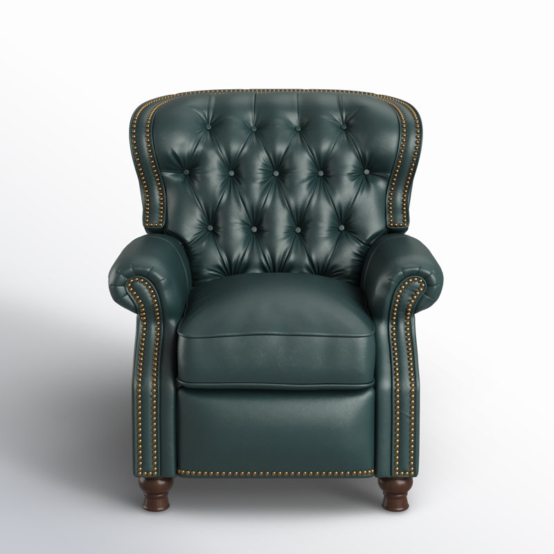Alham Recliner, Dark Green Genuine Leather