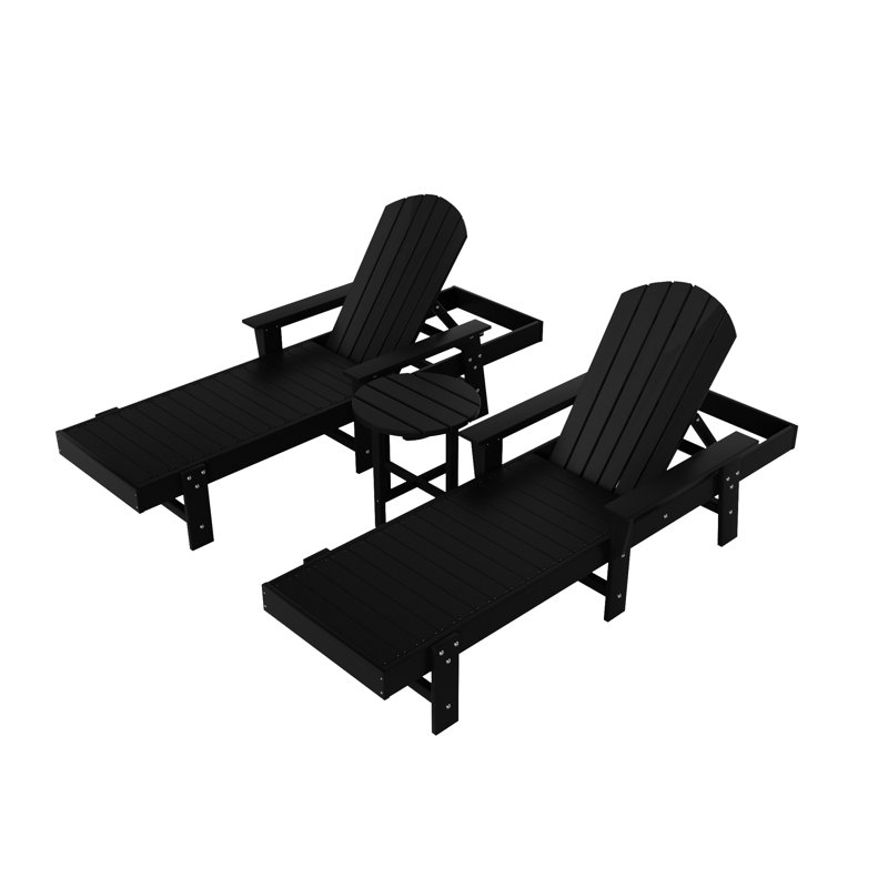 Altura Outdoor Chaise Lounge with Table, Black