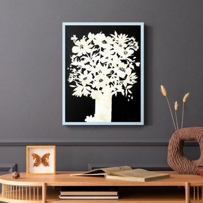 Reproduction encadrée de silhouette florale - bois massif
