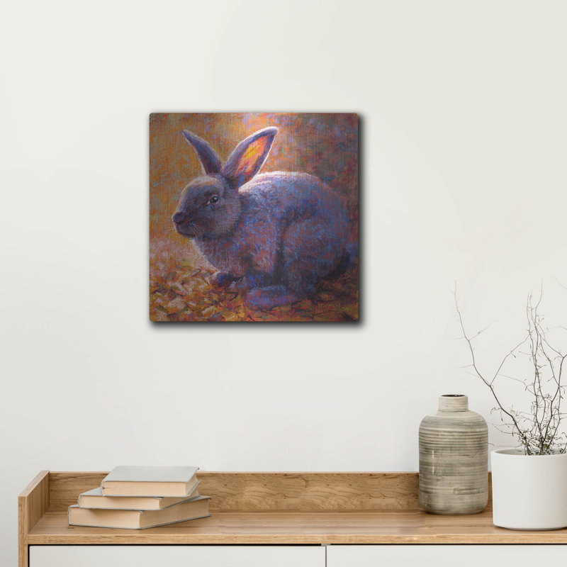 «Plum Bunny» par Rita Kirkman, art mural en métal, H 12 po x l 12 po