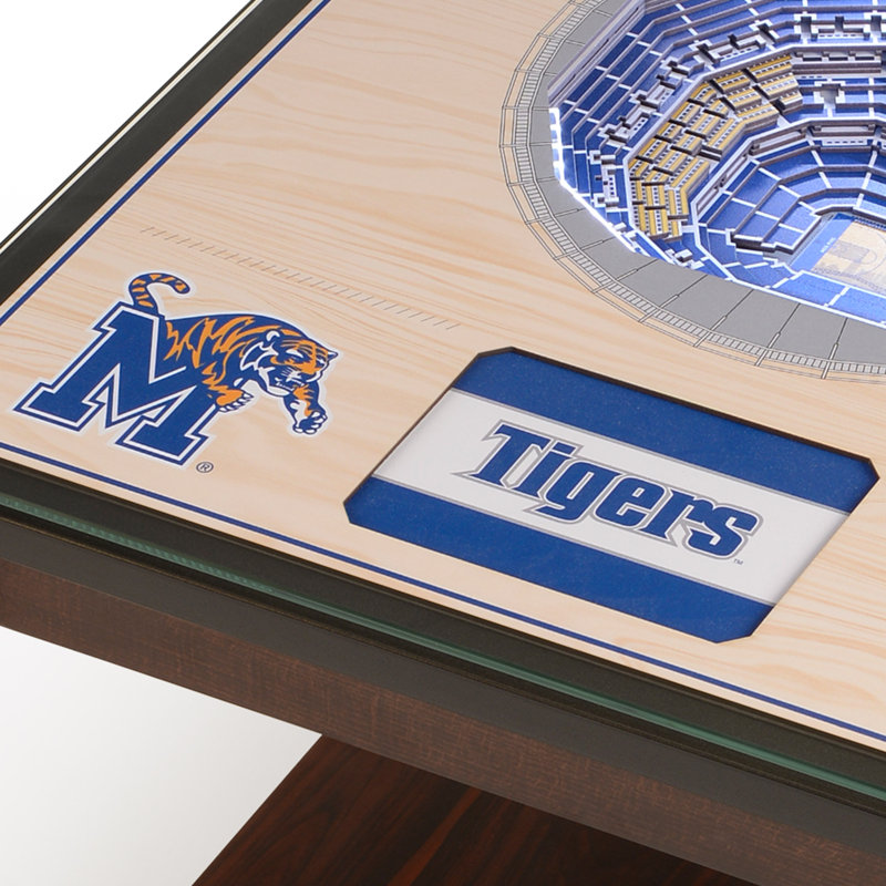 Memphis Tigers 3D Stadium Lighted Wood and Metal End Table