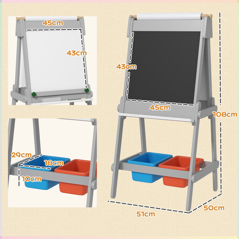 Dorete Harriet Bee Art Easel for Kids Double-Sided with Chalkboard Whiteboard Eraser