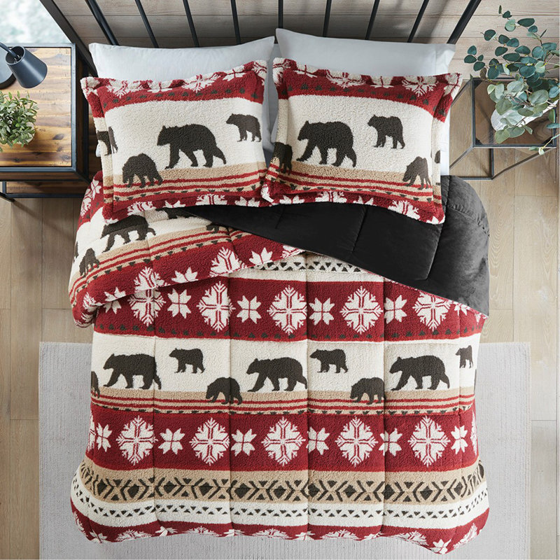 Ensemble d'édredon imprimé Sherpa, Édredon double / grand et 2 pièces supplémentai
