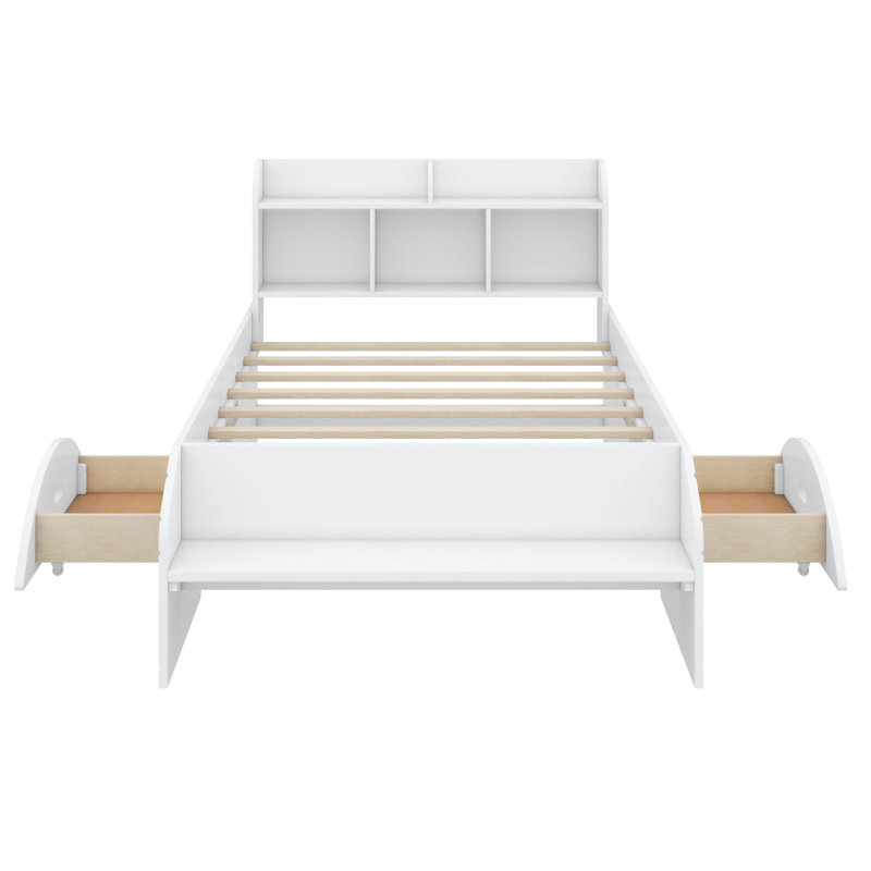 Lit avec rangement Amatia, Simple, Blanc