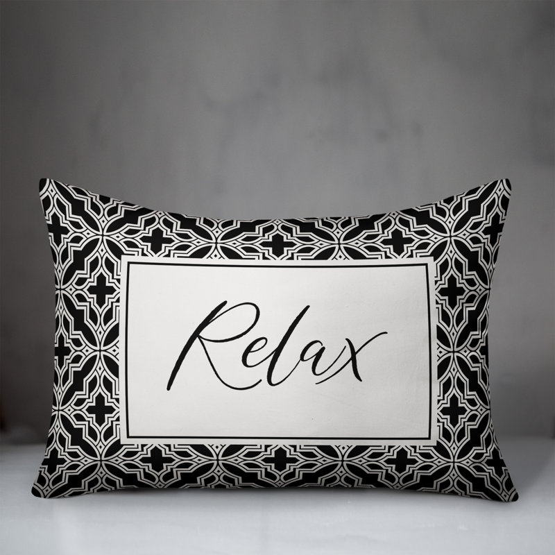 Geometric Outdoor Reversible Throw Pillow, Black