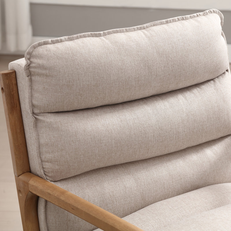 Lechia 25.79" Wide Comfort Linen Upholstered Arm Accent Chair With Lumbar Pillow, Beige Linen