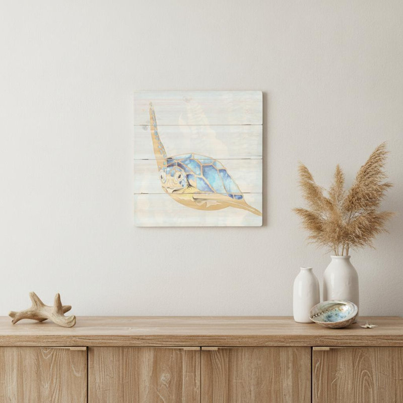 Tortue de mer, art mural en bois sans cadre